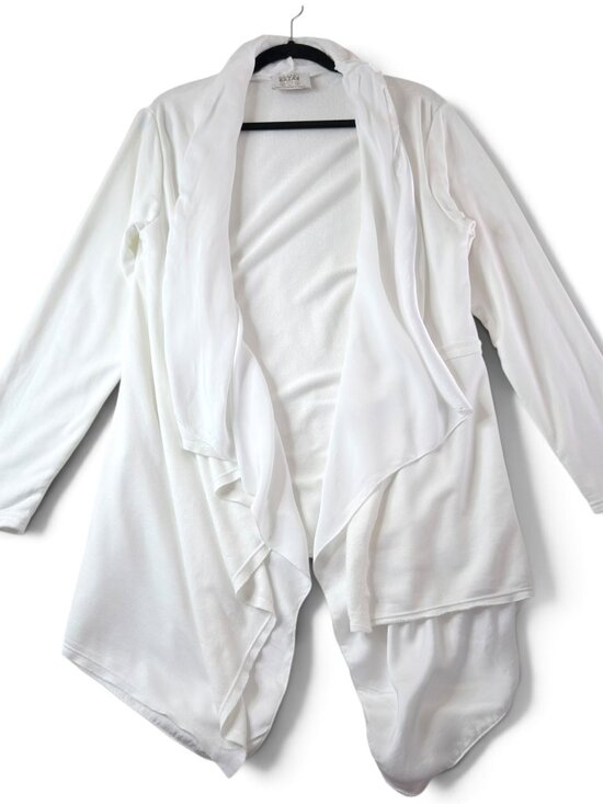 Brand Bazar Sweaters - brand bazar made in italy ivory white open front waterfall draped cardigan